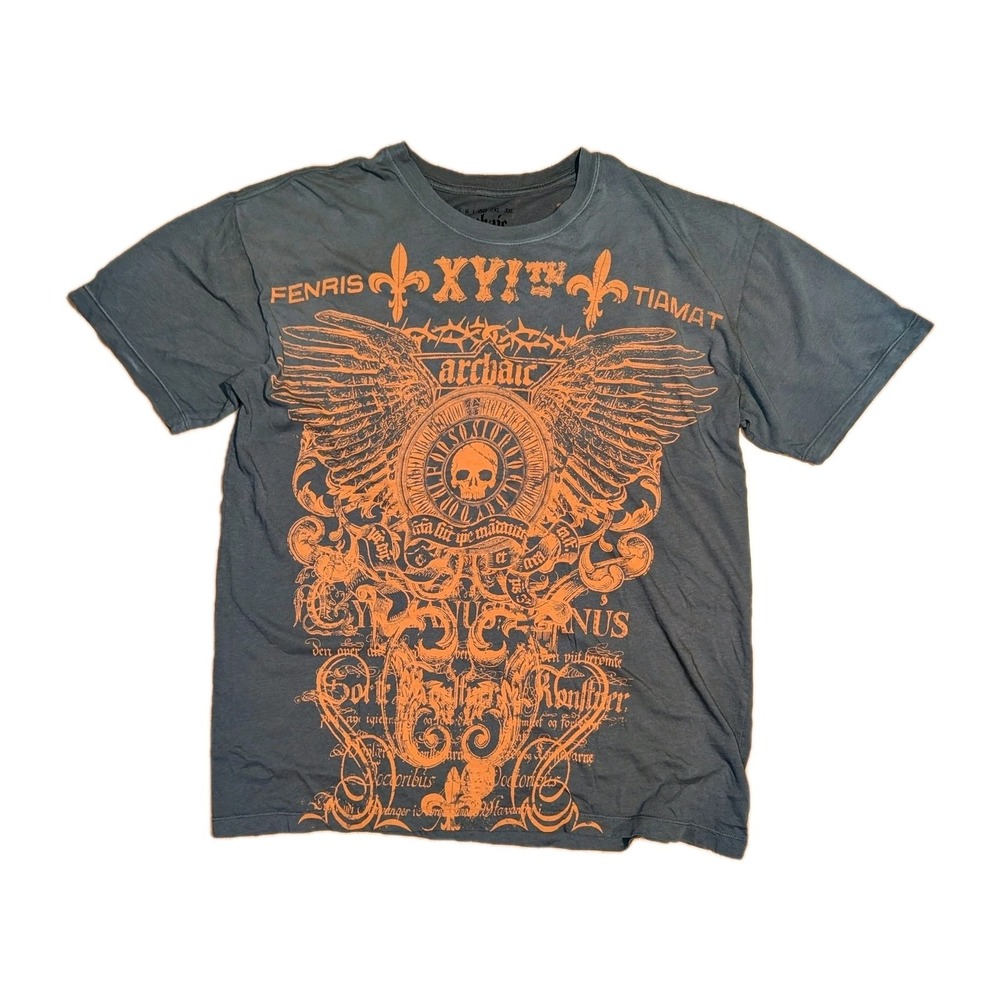 Archaic by Affliction XL Wings Crown Of Thorns Golden Glory Grunge Shirt